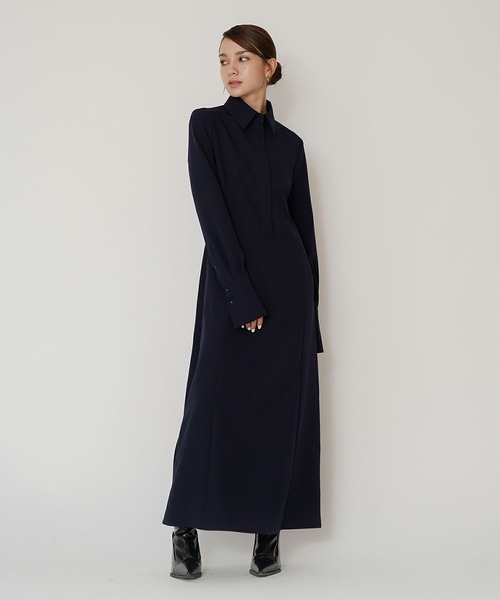 KINO THE KEI（キノザケイ）の「フィット シャツ ドレス KINO THE KEI（ワンピース・レディース・ホワイト/ダークネイビー・S/M）」の17枚目の写真