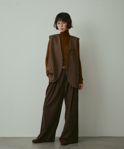 full/fill.（フルフィル）の「v neck button accent vest / Vネックボタンアクセントベスト（ベスト・レディース・グレー/ブラウン・FREE）」の11枚目の写真