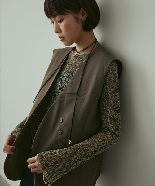 full/fill.（フルフィル）の「v neck button accent vest / Vネックボタンアクセントベスト（ベスト・レディース・グレー/ブラウン・FREE）」の18枚目の写真