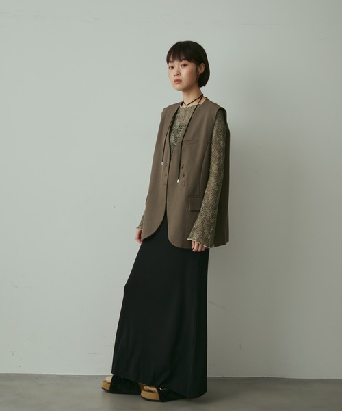 full/fill.（フルフィル）の「v neck button accent vest / Vネックボタンアクセントベスト（ベスト・レディース・グレー/ブラウン・FREE）」の19枚目の写真