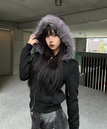 Hoodie Fur Double Zip Parker