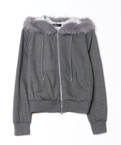 KsG(ケーエスジー)の「Hoodie Fur Double Zip Parker(パーカー・レディース・グレー/ブラック・SMALL/MEDIUM/LARGE)」の7枚目の写真