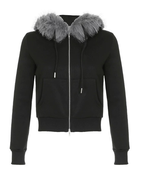 KsG(ケーエスジー)の「Hoodie Fur Double Zip Parker(パーカー・レディース・グレー/ブラック・SMALL/MEDIUM/LARGE)」の5枚目の写真