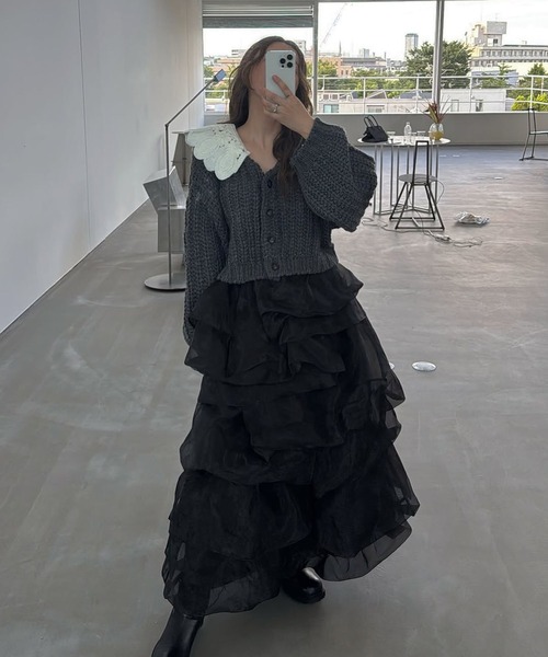 WILLFULLY（ウィルフリー）の「organdy random tiered pattern SK（スカート・レディース・ブラック/グレー/ブラウン・FREE）」の8枚目の写真