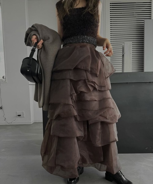 WILLFULLY（ウィルフリー）の「organdy random tiered pattern SK（スカート・レディース・ブラック/グレー/ブラウン・FREE）」の17枚目の写真