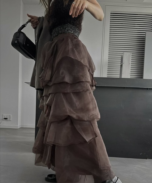 WILLFULLY（ウィルフリー）の「organdy random tiered pattern SK（スカート・レディース・ブラック/グレー/ブラウン・FREE）」の16枚目の写真
