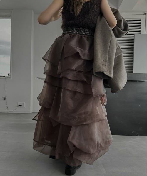 WILLFULLY（ウィルフリー）の「organdy random tiered pattern SK（スカート・レディース・ブラック/グレー/ブラウン・FREE）」の15枚目の写真