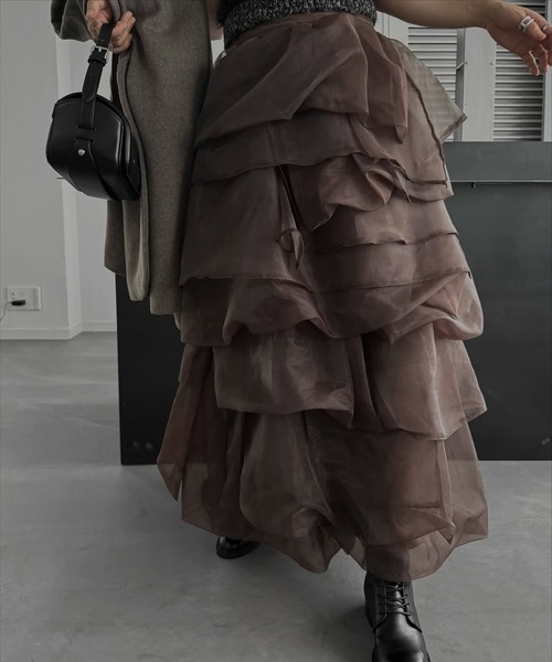 WILLFULLY（ウィルフリー）の「organdy random tiered pattern SK（スカート・レディース・ブラック/グレー/ブラウン・FREE）」の13枚目の写真