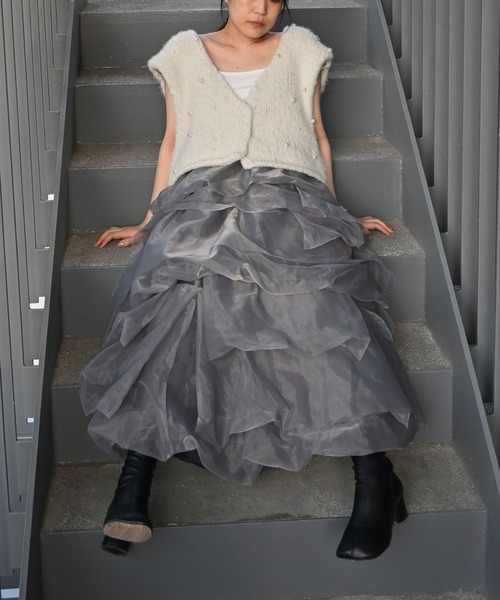 WILLFULLY（ウィルフリー）の「organdy random tiered pattern SK（スカート・レディース・ブラック/グレー/ブラウン・FREE）」の11枚目の写真