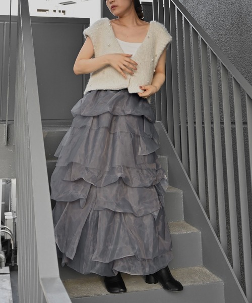 WILLFULLY（ウィルフリー）の「organdy random tiered pattern SK（スカート・レディース・ブラック/グレー/ブラウン・FREE）」の12枚目の写真