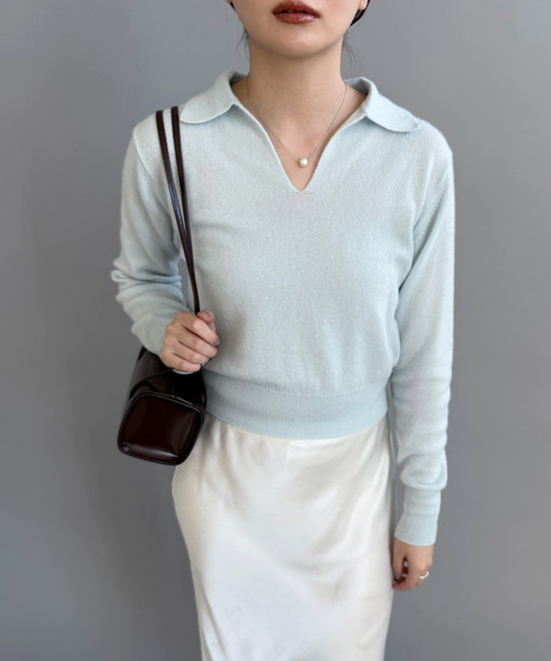 EDIT. FOR LULU（エディットフォールル）の「カシミヤスキッパートップ（ニット/セーター・レディース・サックスブルー/ブラウン/ホワイト・FREE）」の14枚目の写真