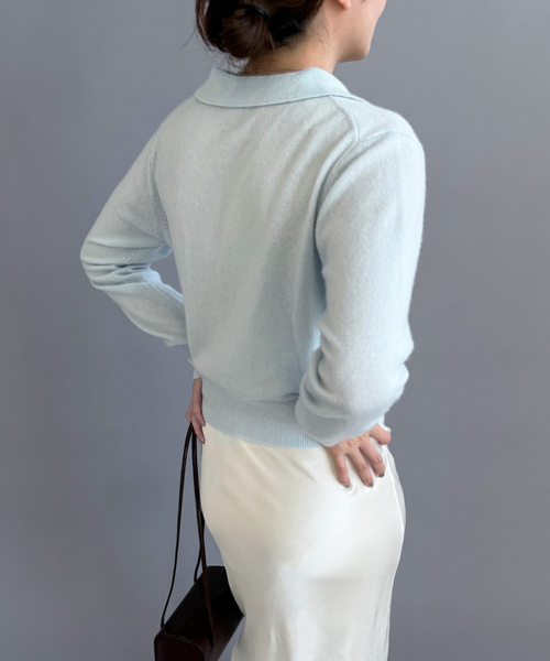 EDIT. FOR LULU（エディットフォールル）の「カシミヤスキッパートップ（ニット/セーター・レディース・サックスブルー/ブラウン/ホワイト・FREE）」の16枚目の写真