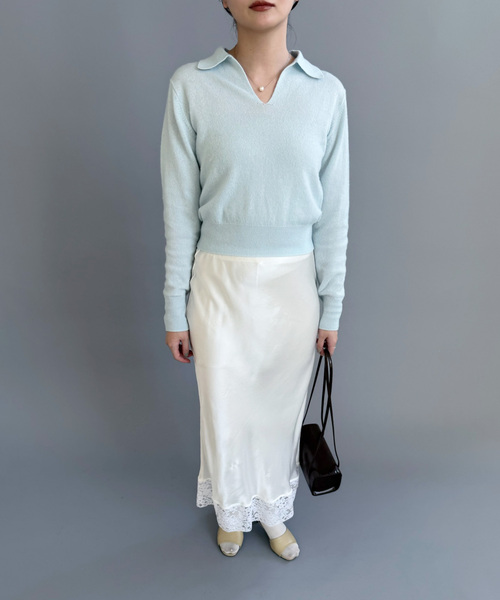 EDIT. FOR LULU（エディットフォールル）の「カシミヤスキッパートップ（ニット/セーター・レディース・サックスブルー/ブラウン/ホワイト・FREE）」の17枚目の写真