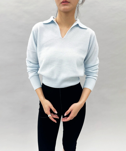 EDIT. FOR LULU（エディットフォールル）の「カシミヤスキッパートップ（ニット/セーター・レディース・サックスブルー/ブラウン/ホワイト・FREE）」の18枚目の写真