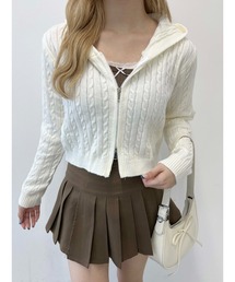 コンパクトケーブルニットパーカー