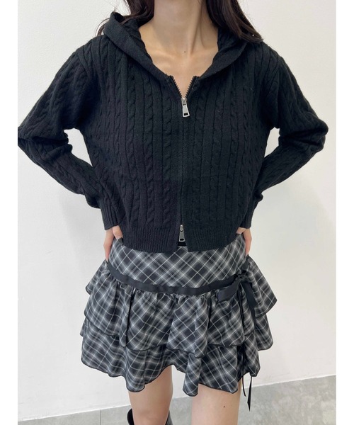 PHILLY（フィリー）の「コンパクトケーブルニットパーカー（パーカー・レディース・ホワイト/ブラック・FREE）」の10枚目の写真