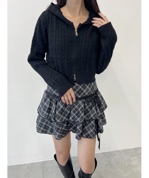 PHILLY（フィリー）の「コンパクトケーブルニットパーカー（パーカー・レディース・ホワイト/ブラック・FREE）」の11枚目の写真