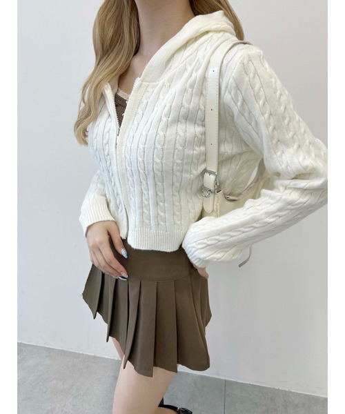 PHILLY（フィリー）の「コンパクトケーブルニットパーカー（パーカー・レディース・ホワイト/ブラック・FREE）」の6枚目の写真