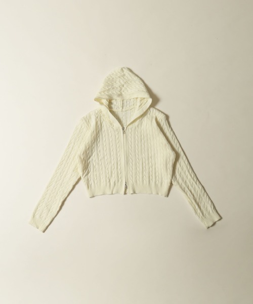 PHILLY（フィリー）の「コンパクトケーブルニットパーカー（パーカー・レディース・ホワイト/ブラック・FREE）」の13枚目の写真