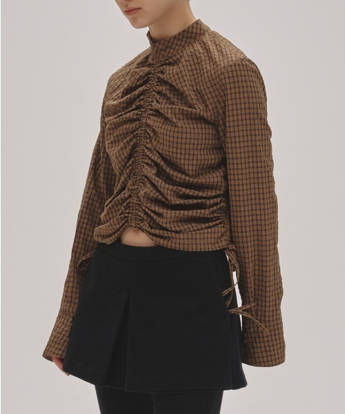 セール】Checkgather Compact Blouse（シャツ/ブラウス）｜TODAYFUL