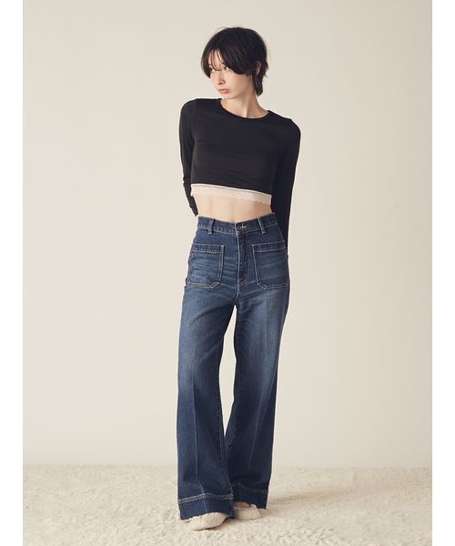 セール】ストレートフレアデニムパンツ（デニムパンツ）｜LILY BROWN