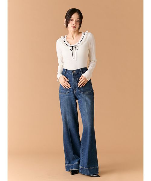 ストレートフレアデニムパンツ（デニムパンツ）｜LILY BROWN（リリー