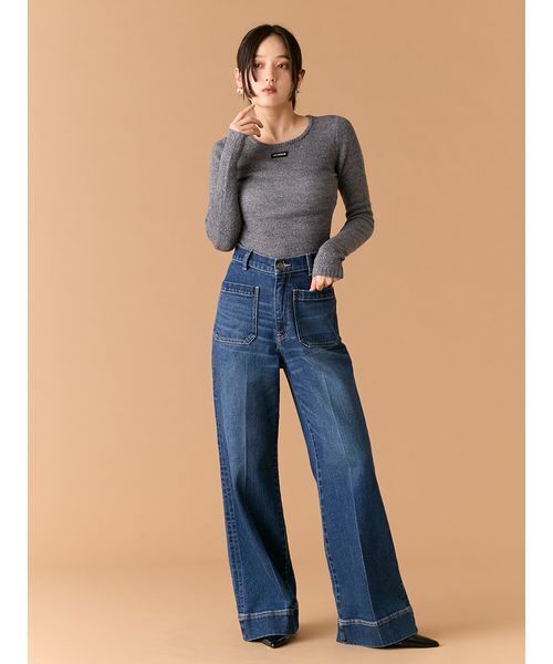 ストレートフレアデニムパンツ（デニムパンツ）｜LILY BROWN（リリー