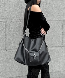 LVEU. | 【LVEU.】チェーンポーチビッグトートバッグ / バッグ かばん BAG トート ワンショル ポーチ 大きめ A4 チェーン ブラック モード(トートバッグ)