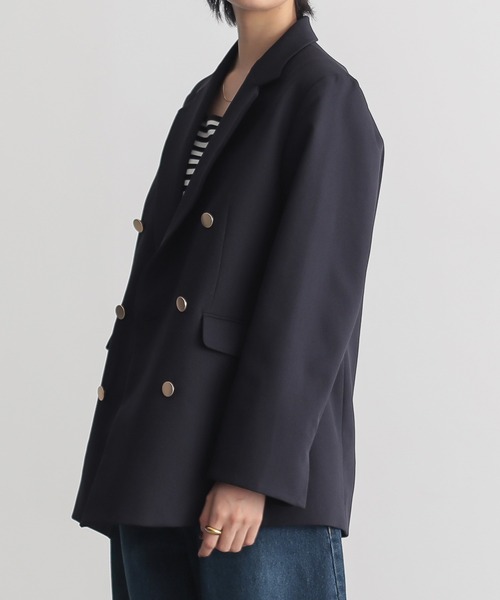 セットアップ対応]ウールライクトラッドブレザージャケット