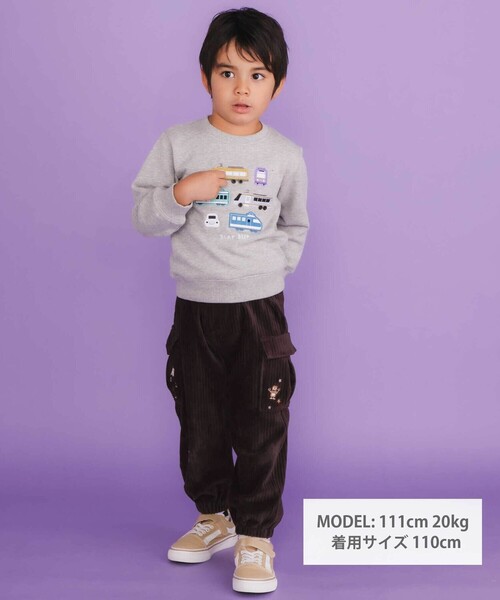 SLAP SLIP（スラップスリップ）の「ロケット＆ロボットポケット刺しゅうニットコールカーゴパンツ(80~130cm)（カーゴパンツ・キッズ・ブラック/グレー・80ｃｍ/120cm/130cm/110cm/100cm/90cm）」の3枚目の写真