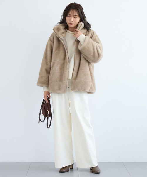 BARNYARDSTORM(バンヤードストーム)の「BARNYARDSTORM / ウォームツイルストレッチワイドパンツ / ハンドウォッシャブル【吸湿発熱】(その他パンツ・レディース・オフホワイト/ブラック/サックスブルー・M/S)」の22枚目の写真