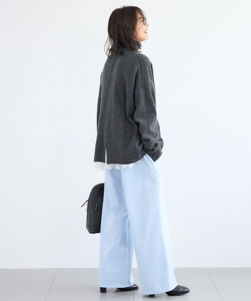 BARNYARDSTORM(バンヤードストーム)の「BARNYARDSTORM / ウォームツイルストレッチワイドパンツ / ハンドウォッシャブル【吸湿発熱】(その他パンツ・レディース・オフホワイト/ブラック/サックスブルー・M/S)」の4枚目の写真