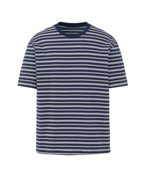 DNSR(ディーエヌエスアール)の「ストライプクロップハーフスリーブブルー(Tシャツ/カットソー・メンズ・その他・X-LARGE/MEDIUM/LARGE)」の1枚目の写真