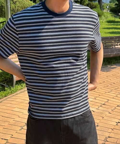 DNSR(ディーエヌエスアール)の「ストライプクロップハーフスリーブブルー(Tシャツ/カットソー・メンズ・その他・X-LARGE/MEDIUM/LARGE)」の4枚目の写真