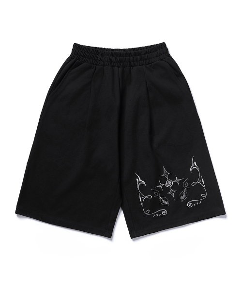 GAKKAI UNIONS(ガッカイユニオンズ)の「ホルス刺繍バミューダパンツブラック(その他パンツ・レディース・その他・SMALL/MEDIUM/LARGE/X-LARGE)」の2枚目の写真