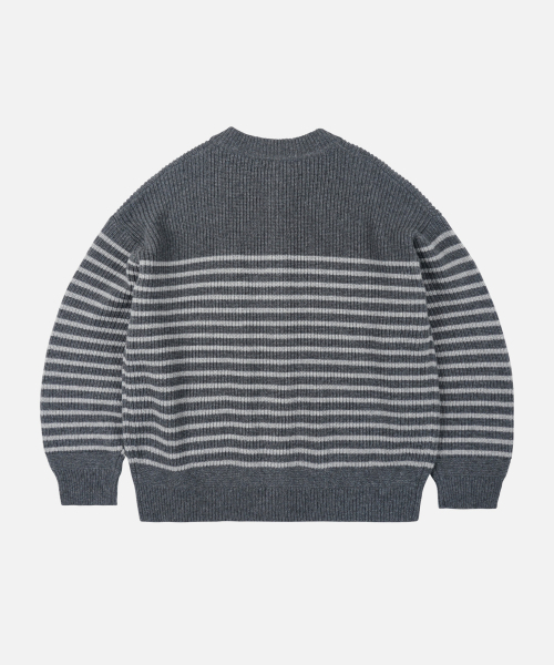 FRIZMWORKS(フリズムワークス)の「WOOL STRIPE ROUND CARDIGAN _ CHARCOAL(カーディガン/ボレロ・メンズ・その他・MEDIUM/LARGE/X-LARGE/SMALL)」の2枚目の写真