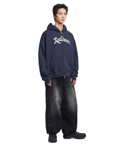 NOMANUAL(NOMANUAL)の「R.V CHAIN STITCHED HOODED ZIP-UP - DARK NAVY(パーカー・レディース・その他・LARGE/X-LARGE/SMALL/MEDIUM)」の3枚目の写真