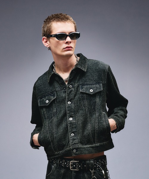 ANDER HUNK（アンダーハンク）の「Overdyed Flocky Denim Jacket / オーバーダイフロッキーデニムジャケット（デニムジャケット・メンズ・ダークインディゴブルー/ブラック系・LARGE/MEDIUM/SMALL）」の21枚目の写真