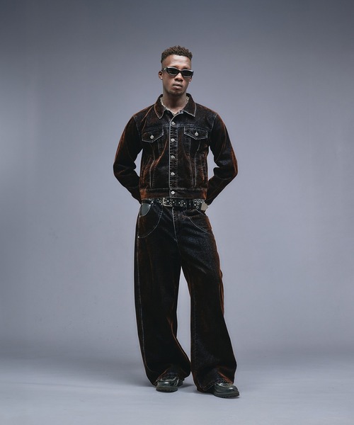 ANDER HUNK（アンダーハンク）の「Overdyed Flocky Denim Jacket / オーバーダイフロッキーデニムジャケット（デニムジャケット・メンズ・ダークインディゴブルー/ブラック系・LARGE/MEDIUM/SMALL）」の5枚目の写真