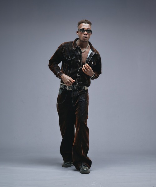 ANDER HUNK（アンダーハンク）の「Overdyed Flocky Denim Jacket / オーバーダイフロッキーデニムジャケット（デニムジャケット・メンズ・ダークインディゴブルー/ブラック系・LARGE/MEDIUM/SMALL）」の9枚目の写真