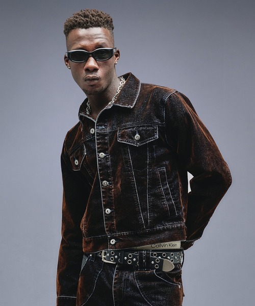 ANDER HUNK（アンダーハンク）の「Overdyed Flocky Denim Jacket / オーバーダイフロッキーデニムジャケット（デニムジャケット・メンズ・ダークインディゴブルー/ブラック系・LARGE/MEDIUM/SMALL）」の10枚目の写真