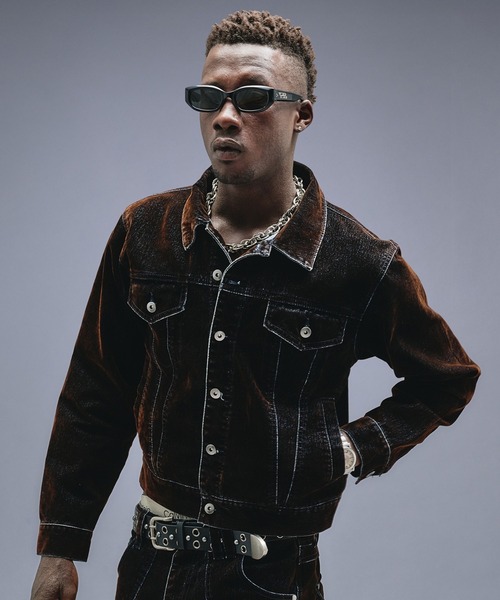 ANDER HUNK（アンダーハンク）の「Overdyed Flocky Denim Jacket / オーバーダイフロッキーデニムジャケット（デニムジャケット・メンズ・ダークインディゴブルー/ブラック系・LARGE/MEDIUM/SMALL）」の11枚目の写真