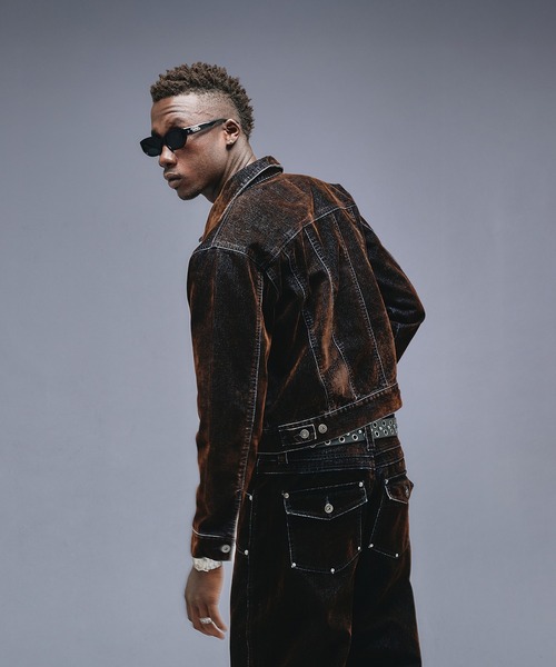 ANDER HUNK（アンダーハンク）の「Overdyed Flocky Denim Jacket / オーバーダイフロッキーデニムジャケット（デニムジャケット・メンズ・ダークインディゴブルー/ブラック系・LARGE/MEDIUM/SMALL）」の14枚目の写真