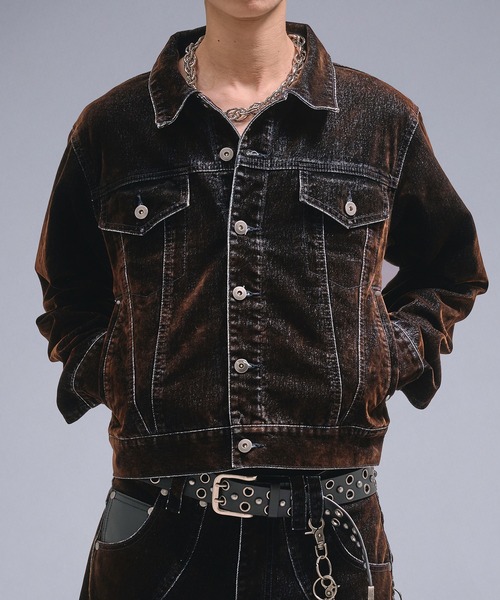 ANDER HUNK（アンダーハンク）の「Overdyed Flocky Denim Jacket / オーバーダイフロッキーデニムジャケット（デニムジャケット・メンズ・ダークインディゴブルー/ブラック系・LARGE/MEDIUM/SMALL）」の20枚目の写真