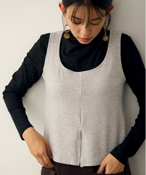attiree（アティレー）の「【SET ITEM】タンクトップ　長袖カットソーセット（Tシャツ/カットソー・レディース・イエロー×グリーン/ブラック/ホワイト/グレー・MEDIUM）」の2枚目の写真