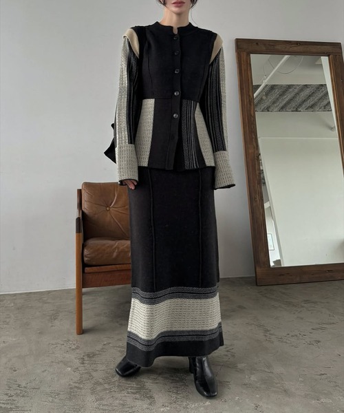 WILLFULLY(ウィルフリー)の「pencil weave placement jacquard knit SK(スカート・レディース・その他/ブラック・FREE)」の7枚目の写真