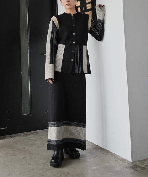 WILLFULLY(ウィルフリー)の「pencil weave placement jacquard knit SK(スカート・レディース・その他/ブラック・FREE)」の14枚目の写真