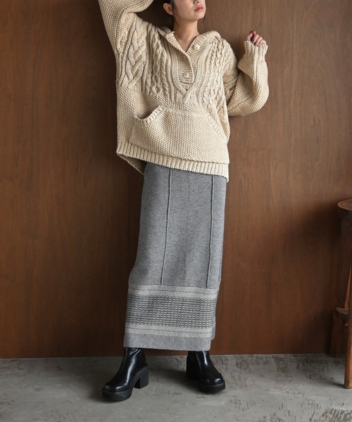 WILLFULLY(ウィルフリー)の「pencil weave placement jacquard knit SK(スカート・レディース・その他/ブラック・FREE)」の18枚目の写真