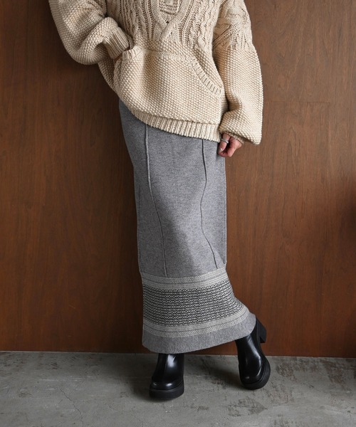 WILLFULLY(ウィルフリー)の「pencil weave placement jacquard knit SK(スカート・レディース・その他/ブラック・FREE)」の19枚目の写真