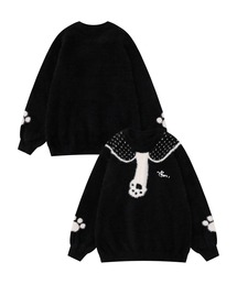 HOOK for girls ビッグ襟柄肉球ネックタイニット